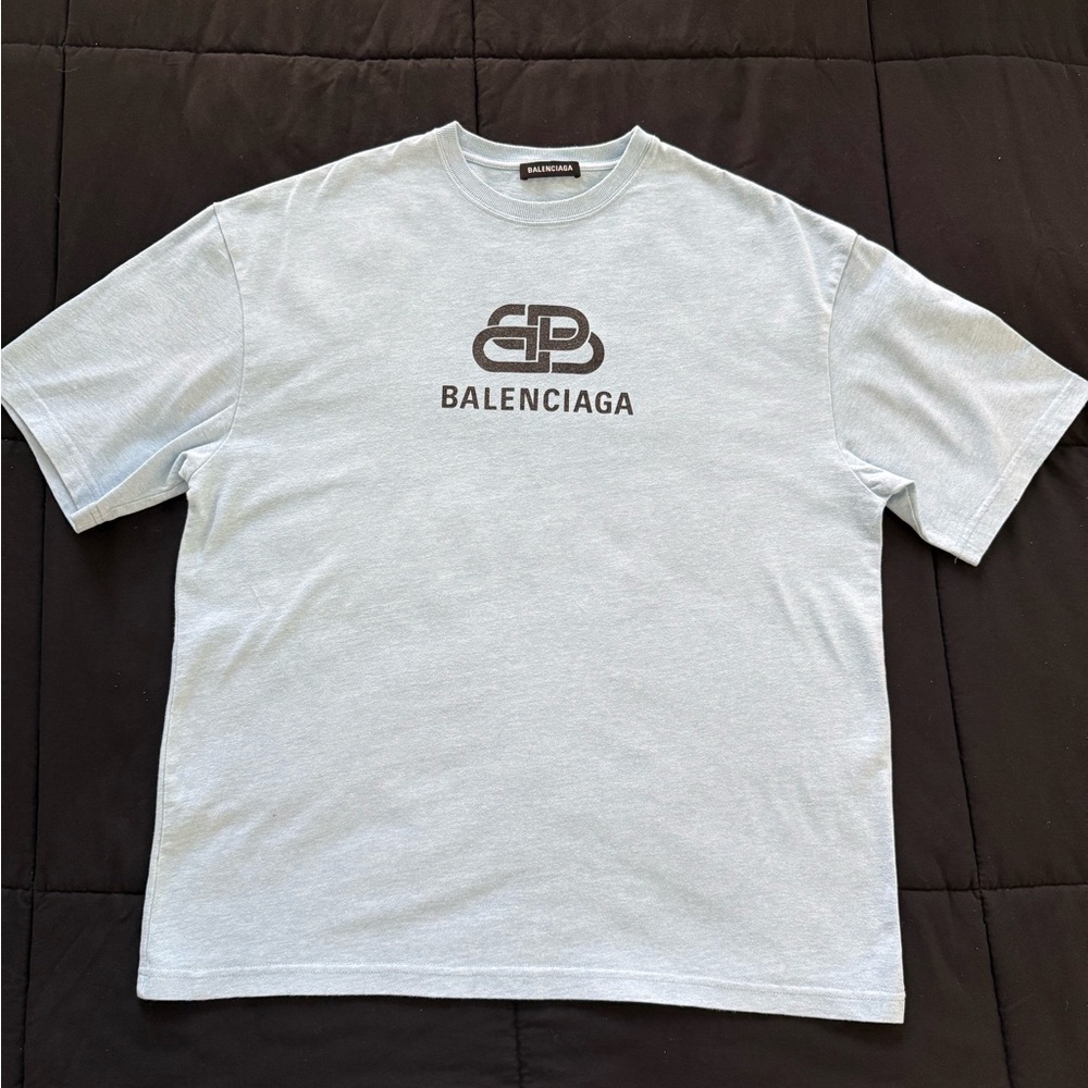 Balenciaga Light Blue BB interlocked Logo T-Shirt